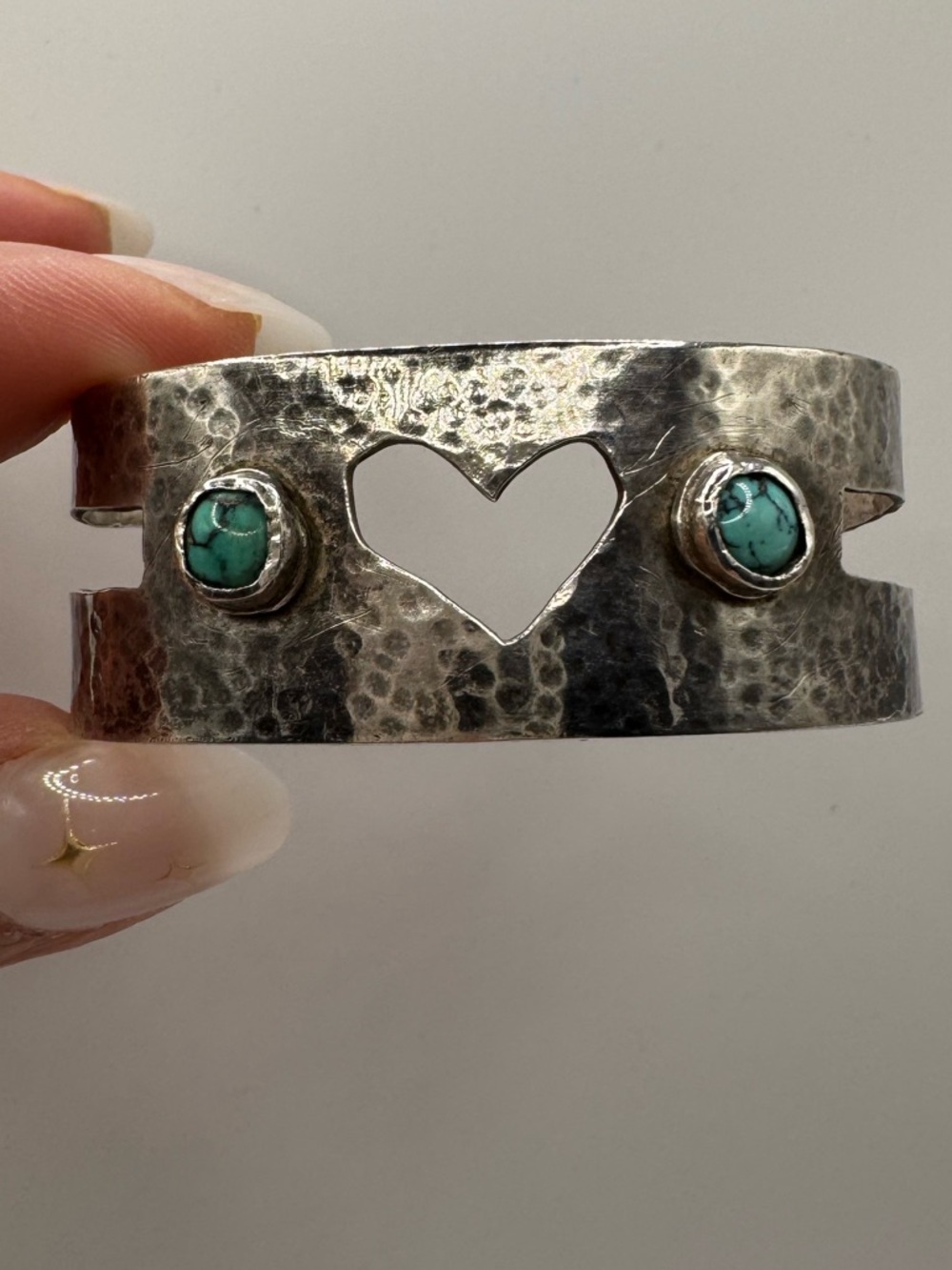 Sterling Silver Modernist Handmade Cabochon  Cuff Bracelet